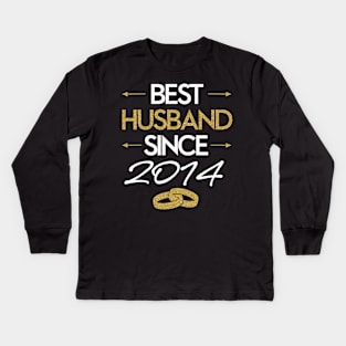 'Best Husband Since 2014' Sweet Wedding Anniversary Gift Kids Long Sleeve T-Shirt